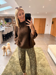 Chocolate Reverse Button Knit Cardi Larissa