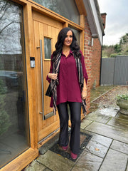 Wine Back Pleat Blouse Jackie