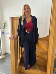 Navy Back Pleat Blouse Jackie