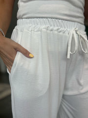 White Wide Leg Pocket Trousers Claudia