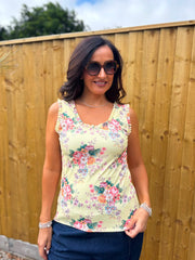 Lemon Vintage Floral Ruffle Vest Yasmin
