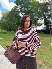 Chocolate & Rose Striped Hoodie Ella