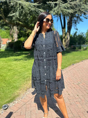 Black Mesh Lace Panel Dress Vivian