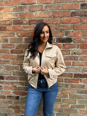 Stone Faux Suede Jacket Shana