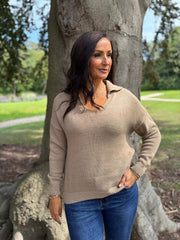 Mocha Open Collar Jumper Rhea