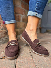 Chocolate Faux Suede Chain Loafer