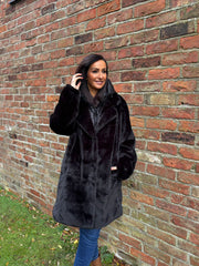 Black Luxury Faux Fur Hooded Coat Aspen