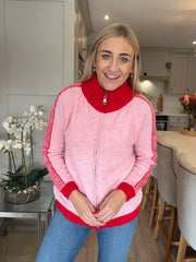 Pink Knitted Zip Jacket Addison