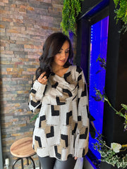 Stone Shimmer Block Print Top Eve