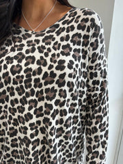 Animal Print V Neck Top Amy