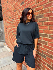 Black Shorts Leisure Set Amber