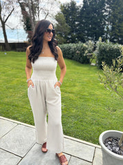Stone Bubble Cotton Bandeau Jumpsuit