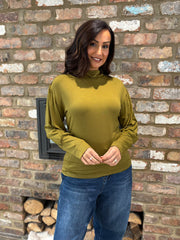 Olive Button Detail Roll Neck Eliza