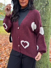 Wine Heart Knit Cardigan Denise