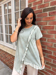 Khaki Asymmetric Frill Top Coralie