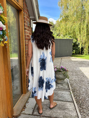 Navy Floral Print Dress Yvonne