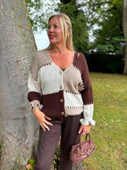 Chocolate Block Stitch Cardigan Edie