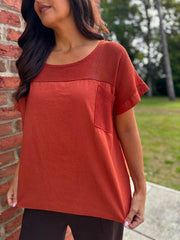 Rust Mesh Detail Top Parker