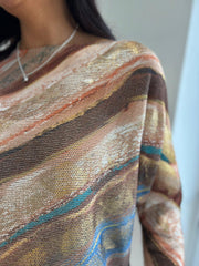 Mocha Brushed Stripe Knit Top Dawn