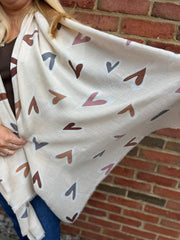 Antique Cream Graphic Heart Scarf