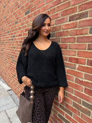 Black Popcorn Knit Martha