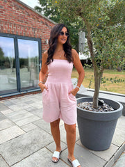Rose Bubble Cotton Bandeau Playsuit