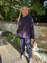Navy Chenille Silver Fleck Hoodie Lisa