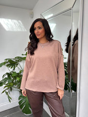 Mocha Button Detail Sweatshirt April