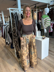 Gold Shimmer Floral Trousers Adele