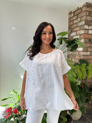 White Embroidered Top Zella