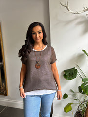 Chocolate Layered Net Top Elise