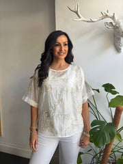 Stone Shimmer Embroidered Top Petra
