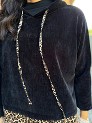Black Soft Touch Leopard Hoodie Alex