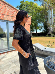 Black Diamante Burst Tunic Halle