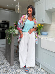 White Wide Leg Pocket Trousers Claudia