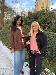 Black Leopard Trim Coat Maisy