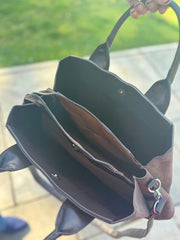 Chocolate Multi Fabric Handbag