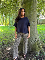 Navy Cotton Reverse Seam Knit Jo
