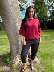 Wine Floral Lace Knit Joanne