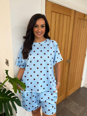 Blue Polka Dot Shorts Co-Ord Ashley