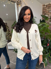 Antique Cream Leopard Bow Cardi Georgina