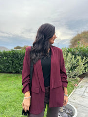 Wine Pinstripe Take You Anywhere Jacket