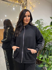 Black Sequin Velour Trim Jacket Trixie