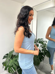 Blue Lace Ribbed Vest Libby