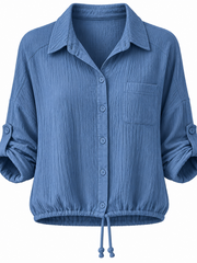 Denim Textured Drawstring Jacket Kaylee