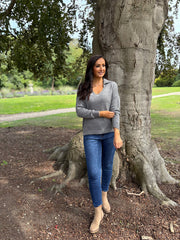 Grey Open Collar Jumper Rhea