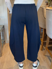 Navy Relaxed Barrel Leg Trouser