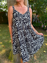 White Zebra Print Dress Cleo