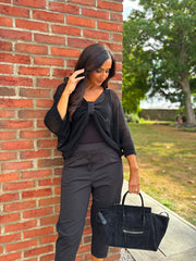 Black Gathered Loose Knit Paige