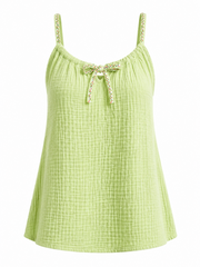 Green Bubble Cotton Tie Detail Vest Miley